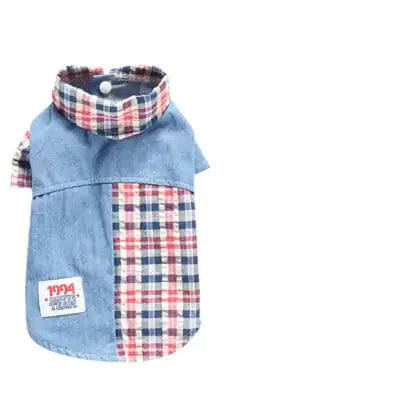 Summer Plaid Stitching Shirt – Breathable Cotton Outfit for Small Dogs