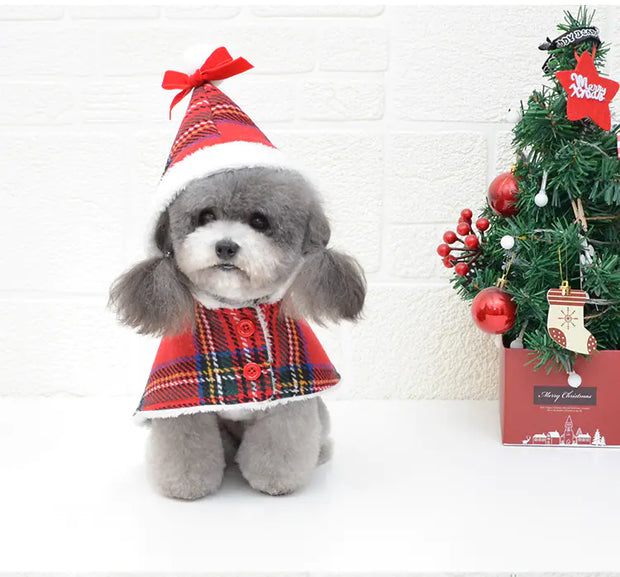 Knitted Christmas Dog Sweater Coat – Cozy Red Turtleneck with Hat