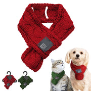 Thick Warm Scarf for Dogs – Cute Woolen Pet Scarf with Bow Tie