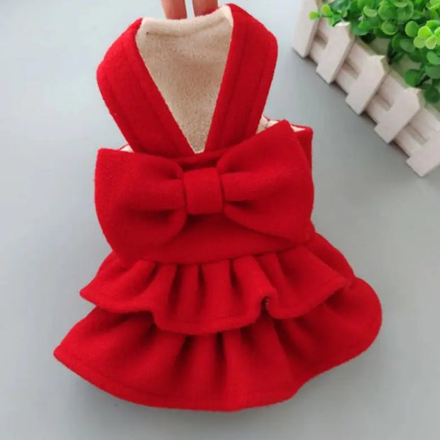 Solid Color Pet Christmas Dress – Cozy Holiday Style