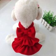 Solid Color Pet Christmas Dress – Cozy Holiday Style
