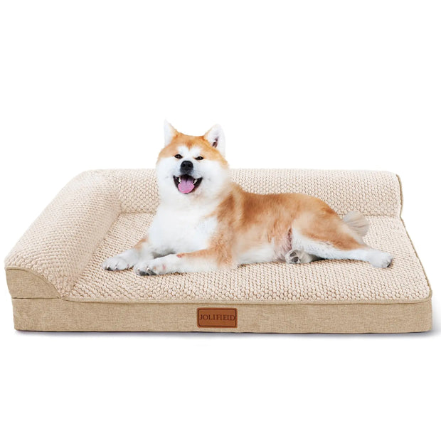 Jolifield Orthopedic Dog Bed – L-Shaped Waterproof Sofa for Medium Dogs