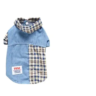 Summer Plaid Stitching Shirt – Breathable Cotton Outfit for Small Dogs